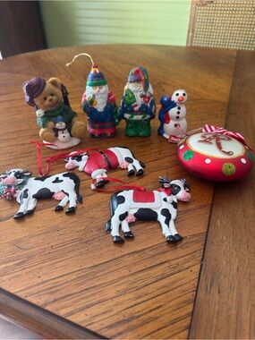 Holiday Cow Ornament Set — Red & Black Cow Ornaments for Kids Toys